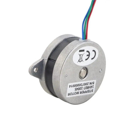 Stepper Motor Bipolar 0.9 Degree Step, 9Ncm Torque, 1A Current, 36x17.5mm, 4 Wires, For 3D Printers And CNCs, Beefy Unit, Easy Mount, 1 Piece With Smooth Microstepping, Low Electrical Noise, Precise Control, And Easy Integration In DIY Projects. silver stepper motor with four wires and mounting tab