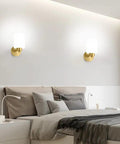Frosted Wall Sconce Set Of Two In Brushed Gold Modern Sleek Brass Vanity Lights For Bedroom Above Bed