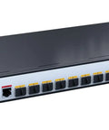 Front view of Crazy Fast 12 Port 10G SFP Plus Managed Switch with L2 and L3 capabilities, ideal for secure high-speed networks.