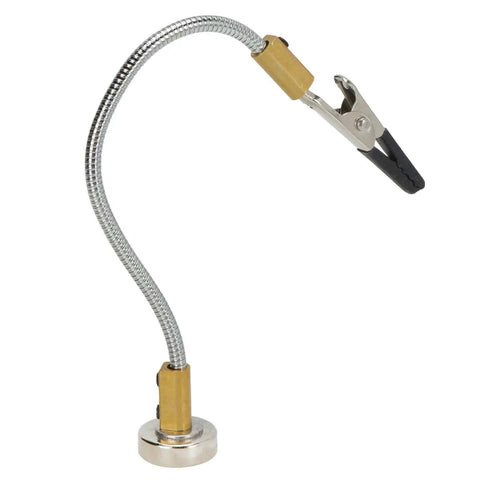 Flexible gooseneck clamp with magnetic base from Magnetic Base Soldering Station With Flexible Gooseneck Third Hand Clamp And Alligator Clips For PCB Electronics, Jewelry Making, DIY Art Projects, Precision Welding Aid.