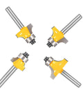 Roundover Router Bit Set Four Piece With 1/4 Inch Shank Radii 1/8 1/4 3/16 5/16 Bearing Guide For Smooth Edge Rounding Carbon Steel
