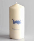 Candle featuring blue origami bird design made with Water Slide Decal Paper For Inkjet Printers Clear US Letter Size 8.5 By 11 20 Sheets