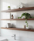 Warm Rustic Walnut Oil Based Interior Wood Stain Packing An Old School Knockout Finish That Glides On Slick And Locks In Low Voc Depth For Any Tough Hardwood Project on wooden shelves with plants and toiletries.