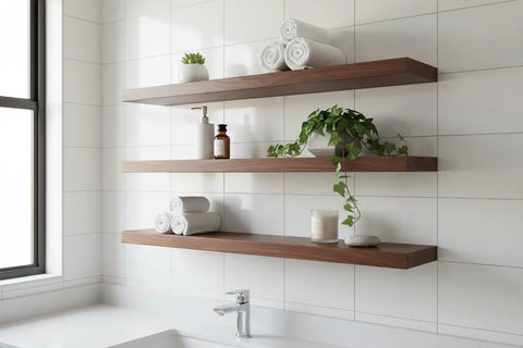 Warm Rustic Walnut Oil Based Interior Wood Stain Packing An Old School Knockout Finish That Glides On Slick And Locks In Low Voc Depth For Any Tough Hardwood Project on wooden shelves with plants and toiletries.