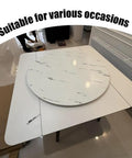 Built Different Wooden Lazy Susan Turntable With 360 Smooth Swivel Rotation For Dining Tables Kitchen Islands Black Serving Tray on a dining table.