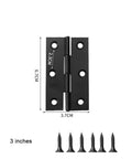 Rotating Concealed Door Hinges Set 20 Pieces Black Stainless Steel Folding Butt Cabinet Hardware with screws, 3-inch size