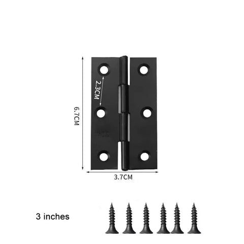 Rotating Concealed Door Hinges Set 20 Pieces Black Stainless Steel Folding Butt Cabinet Hardware with screws, 3-inch size