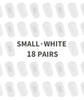 Hella Soft Anti Slip Silicone Eyeglass Nose Pads 18 Pair Replacement Kit With Cleaning Cloth Super Snug Grip Featherlight Allergy Free For Glasses And Sunglasses Small White - White silicone nose pads displayed in rows.