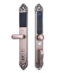 Slick Smart Fingerprint Door Lock Offering Dead Simple Keyless Entry And Hella Secure Password Backup With App Tracking Visitor Logs And No Sweat Setup For Modern Households in bronze finish, showcasing elegant design and user-friendly interface.