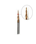 Tapered Ball Nose End Mill 1/4 Inch Shank, 3 Inch Overall Length, 0.5mm Ball Radius R0.5, Solid Carbide With TiAIN Coating, close-up view