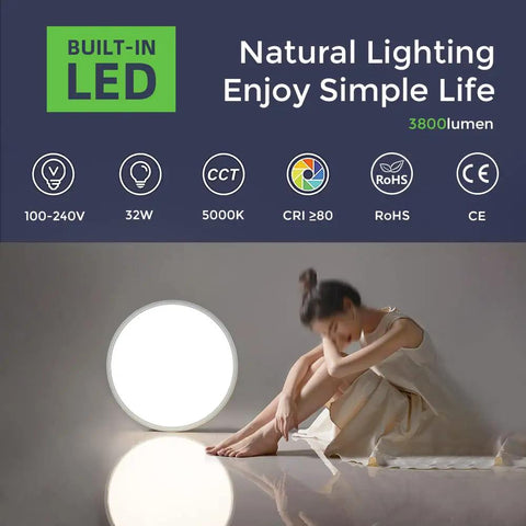 Ultra Slim 15.7 Inch LED Flush Mount Ceiling Light Fixture 5000K Daylight White 3800 Lumens shown in lifestyle setting