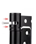 Close-up of hidden stainless steel door hinge with hydraulic buffer damping slick spring loaded cabinet door closer rust resistant