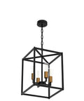 Lantern Pendant Light 4 Light Gold Chandelier With Farmhouse Industrial Cage Frame Cozy Modern Ceiling Hanging Fixture
