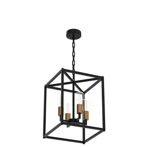 Lantern Pendant Light 4 Light Gold Chandelier With Farmhouse Industrial Cage Frame Cozy Modern Ceiling Hanging Fixture