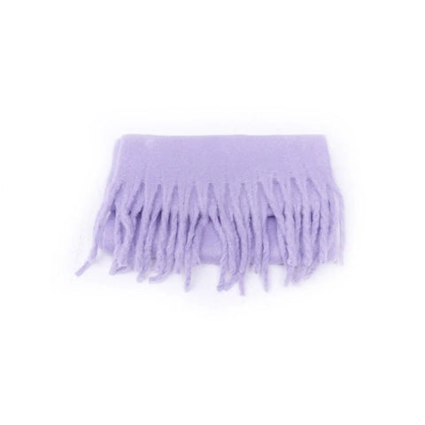Cozy Large Blanket Wrap Shawl For Women, Soft Thick Knit Scarf Neck Warmer, folded lavender with tassels