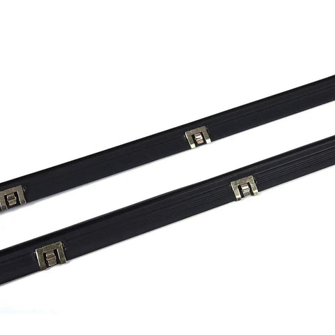 Close-up of Left Right Window Seal Weatherstrip Kit For Chevy And GMC Trucks Four Piece Set, showing metal clips and black rubber.
