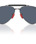 Round Frame Sunnies In Black With Dark Grey Lenses 58mm Medium Fit One Hundred Percent UV Protection front view