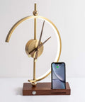 All In One Desk Lamp With Wireless Charger And Built In Clock Modern Art Deco Boss Level Office Light on wooden base