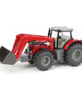 Massey Ferguson Front Loader Tractor Model in 1 to 50 Scale with beefy metal construction and functional arm and bucket in red