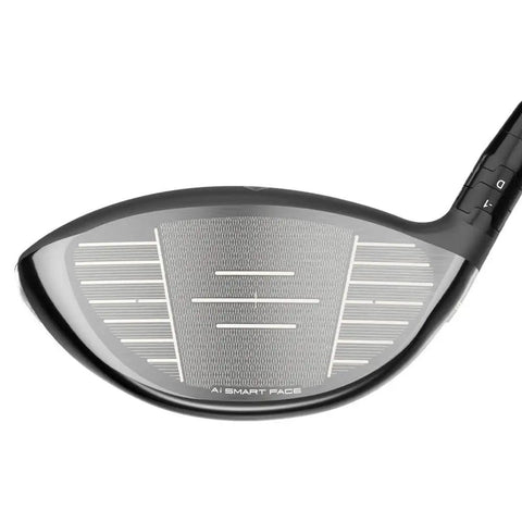 Close-up of Paradym Ai Smoke Max Driver Right Hand 9 Degree Loft Stiff Flex AI Smart Face design for optimal ball speed.