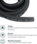 Oil cooler hose, black synthetic rubber, SAE J1532, 5/16 inch, 300 PSI