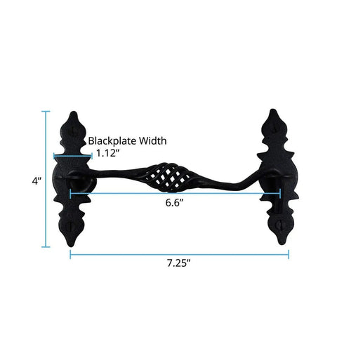 Door Latch Lock 6.6 In Black Birdcage Style Wrought Iron Hook And Eye Latch dimensions in black finish with measurements.