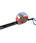 Rugged Steel Tape Measure With Handy Pocket Clip For Home Projects And Pro Craftwork showing extended tape and carabiner