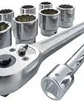 Three Quarters Inch Drive Socket Set With 72 Tooth Ratchet 16 Piece Chrome Finish 12 Point Metric Sockets