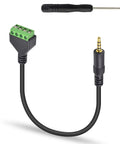 Heavy Duty 3.5mm Speaker Wire Adapter With TRRS Male Plug To Av Four Pin Screw Terminal Block Balun Cable for easy stereo connection.