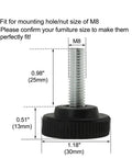 Keep Those Tables Rock Solid M8 X 25 Thread Adjustable Leveling Feet Heavy Duty Swivel Glides showing dimensions 30mm base and 25mm screw.