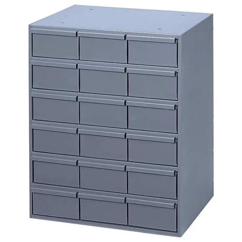 Gray Cold Rolled Steel Vertical Storage Cabinet With 18 Drawers For Small Parts Heavy Duty High Density Drawer System