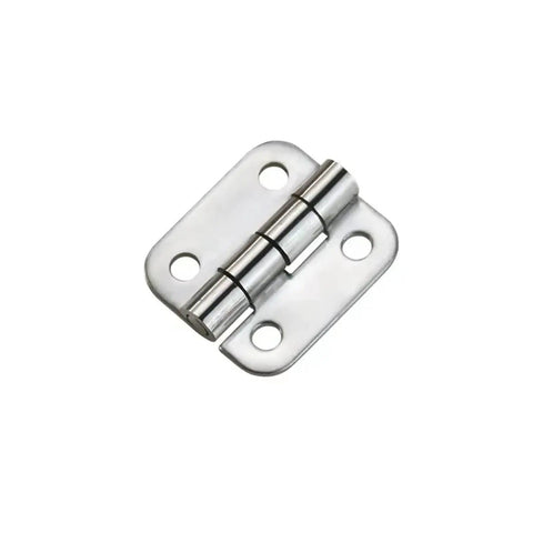 Built Tough Heavy Duty Stainless Steel Flat Hinges For Industrial Motors Automation Equipment And Furniture Gate Locks Featuring Low Profile Design That Really Holds Up Tight, close-up view of single hinge.