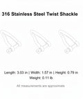 Marine Grade Twist Shackle 316 Stainless Steel Rigging Connector For Boat Mooring And Sailing Hardware With Corrosion Resistant Locking Pin Durable Saltwater Marine Gear, 3.03 in