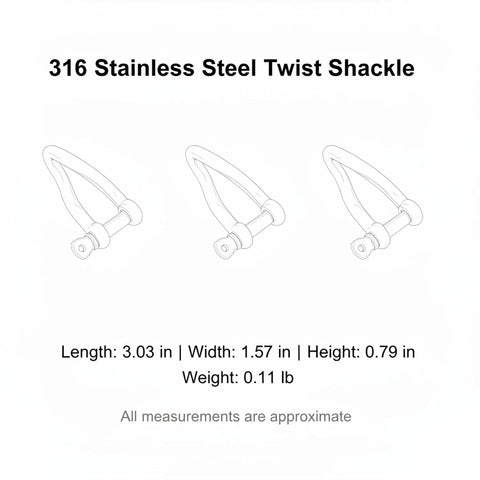 Marine Grade Twist Shackle 316 Stainless Steel Rigging Connector For Boat Mooring And Sailing Hardware With Corrosion Resistant Locking Pin Durable Saltwater Marine Gear, 3.03 in