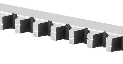 Close-up of 12mm Style D Keyway Broach HSS With Ground Solid Bar For Accurate Keyway Cuts In Inch Or Metric Sizes, metal teeth detail