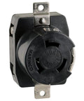 Dockside Marine Electrical Receptacle 50 Amp 125 To 250 Volt 3 Pole 4 Wire Female Black Boat Power Outlet front view