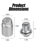 Dimensions of Anti-Theft Wheel Lock Lug Nut Set M12 x 1.5 Chrome Cone Seat 4-Piece With 1 Key