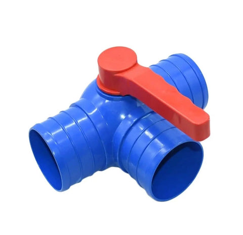 Heavy Duty 50 63 75 100 Mm Water Tape Hose Connector Tee Straight Ball Valve Pipe Fitting For Farm Irrigation And Large Sprinkler System White With Three Way Valve And Universal Hose Clamp Compatibility Built For Easy No Fuss Setup blue plastic tee valve