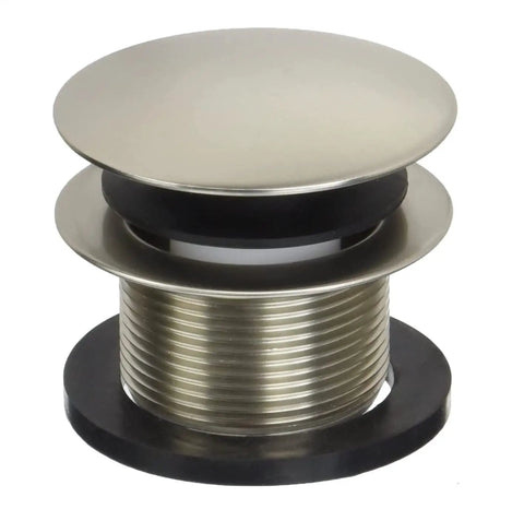 24 Inch Direct Outlet Tub Waste And Overflow Kit With Ball Joint Alignment and Extended Tiptoe Push Button Drain in Satin Nickel.