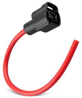 Premium Heavy Duty One Pin Pigtail Plug Harness With 10 Awg Wire For C62B1 Ce1017BF showing angled connector with red wire.