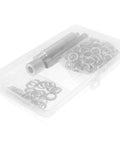 10mm Steel Eyelet Punch Tool And Base Kit With 100 Silver Eyelets for DIY leathercraft accessories in clear box