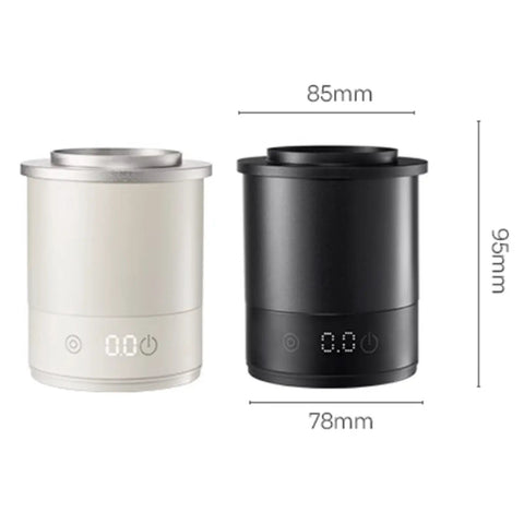 Total Game Changer Aluminum Coffee Dosing Cup And Espresso Digital Scale Combo With Rechargeable Sensor And 0.1 Gram Precision For Classic 58Mm Portafilters Rock Solid Gear, white and black scale containers.