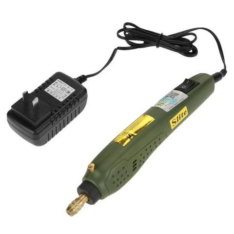 Premium Mini Electric Drill And Rotary Tool Kit With Instant Speed Change for precision work with corded power and green grip.