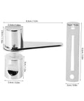 Heavy Duty Glass Door Latch For Bathroom And Shower Featuring A Dead Simple Drill In Install That Delivers Rock Solid 304 Stainless Steel Build Quality And Slick Friction Free Locking Action For Your Home Or Office, showing dimensions.