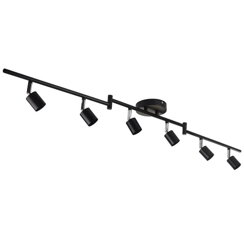 Dope Six Light Head Adjustable LED Track Lighting Kit With Three Bar Layout And Flexible Arms, Modern Linear Pendant, Matte Black
