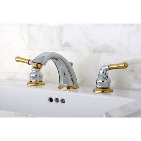 Magellan Widespread Bathroom Faucet 8 Inch Adjustable Center Polished Brass Solid Brass Construction Drip Free Washerless Cartridge Deck Mount 3 Hole Install Half Inch IPS Includes Mounting Hardware And Pop Up Drain