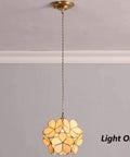Petals Tiffany Style Stained Glass Ceiling Pendant Light With 8 Inch Cream White Lampshade Cherry Blossom Finish illuminated