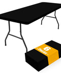 Six Pack Rectangle Picnic Table Cloth With Elastic Fitted Edge Waterproof Spillproof Polyester Table Cover For Indoor Outdoor Use 30x72 Inches Black Great For Camping Patio And Events
