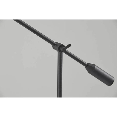 Grover Collection Contemporary Modern LED Floor Lamp In Black Finish adjustable arm detail, sleek design for home office or living room.