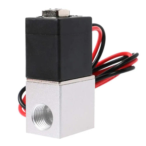 12 Volt DC One Eighth Inch Two-Way Pneumatic Solenoid Valve With Aluminum Body Normally Closed Fast Response